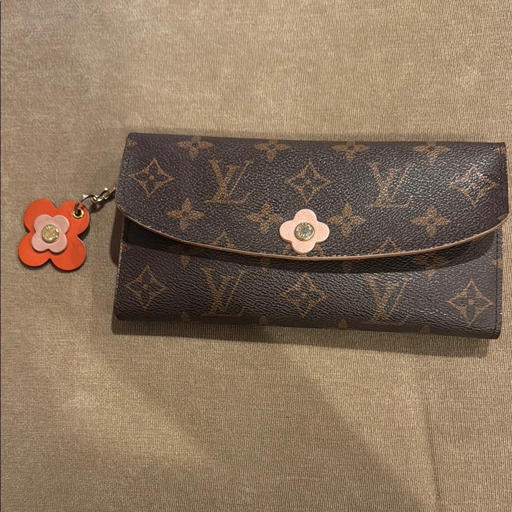 Louis Vuitton Brown Monogram Floral Accent Continental Wallet